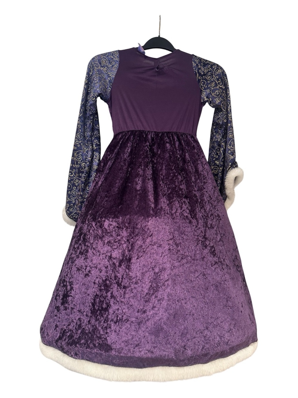 Kids Purple Velvet Royal Princess Costume with Faux Fur Trim - Picture 2 of 4